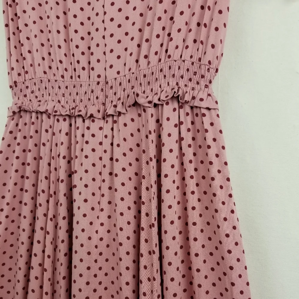 Gal Meets Glam Corinne Mauve Polka Dot Cinch Waist A-line Dress Size Small - Picture 12 of 15